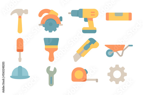 Construction tools vector illustration for flat design projects