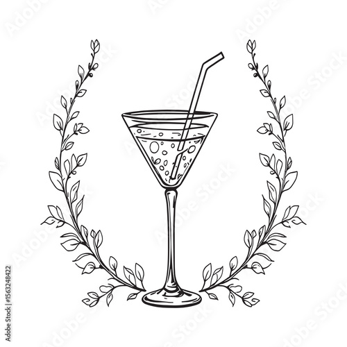 Spring Spritz Soiree' clear vision Simple line art on white background (2)