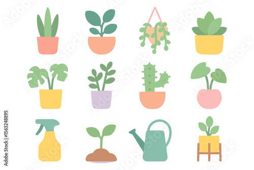 Minimalist houseplants vector illustration for home decor in flat style