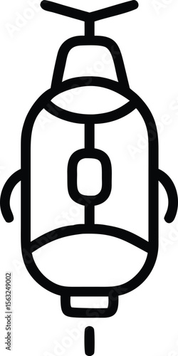 Simple outline drawing of capsule shaped helicopter illustration design