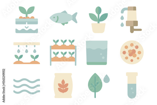 Sustainable farming icons vector illustration - flat style design for eco-friendly projects