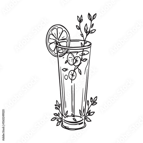 Spring Spritz Soiree' clear vision Simple line art on white background