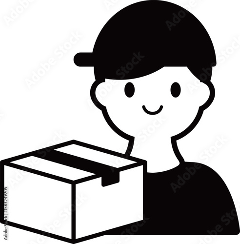 男性配達員のアイコン　モノトーン