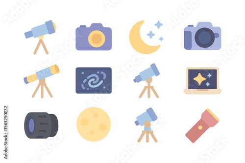 Astronomy and photography vector illustration for educational design in flat style