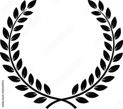 Minimalist vector laurel wreath frame with simple leaf design, classic style for award and certificate decoration
