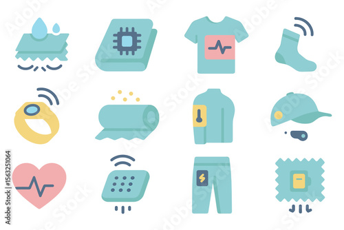 Wearable technology vector illustration for smart clothing and accessories design in flat style