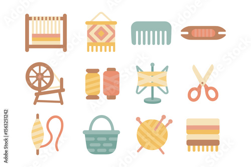 Crafting tools vector illustration for handmade projects design in flat style