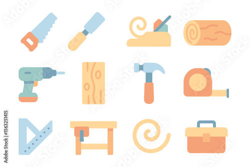 Woodworking tools vector illustration: flat design for crafting and diy projects