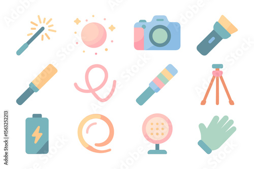 Photography and art tools vector illustration - flat style design for posters and prints
