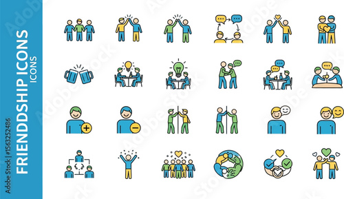 Friendship icons set vector illustration for best friends forever and social media connections design 100