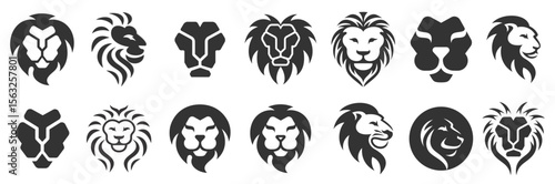 Lion head icon set  logo design . vector illustration