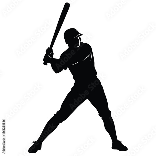 Silhouette of baseball player batting batter sport