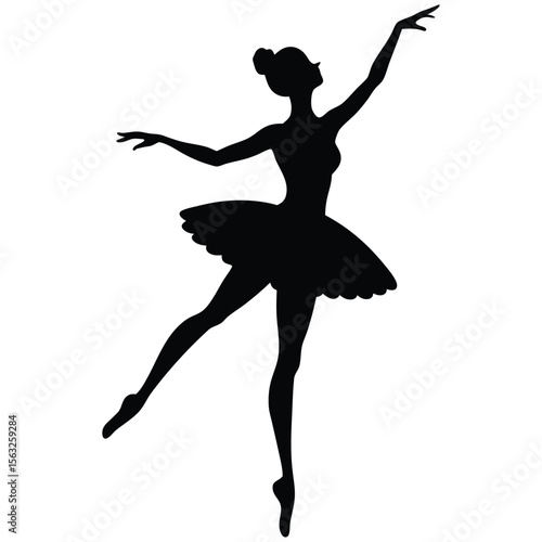Silhouette of graceful ballerina performing ballet dancer pointe