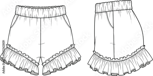 Flirty Ruffle Shorts with Elastic Waistband.