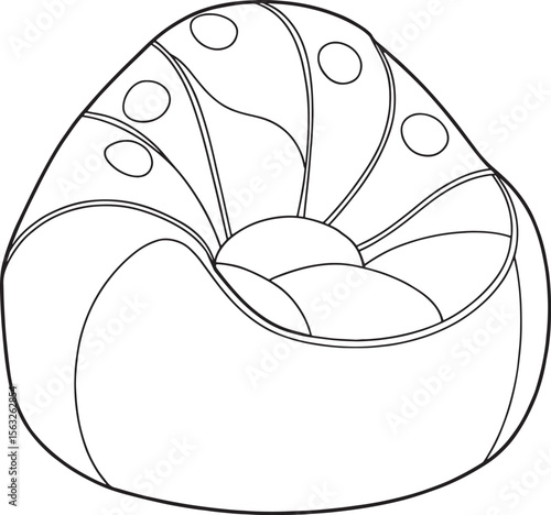Beanbag chair vector line drawing with soft contour for cozy seating or interior decor visuals