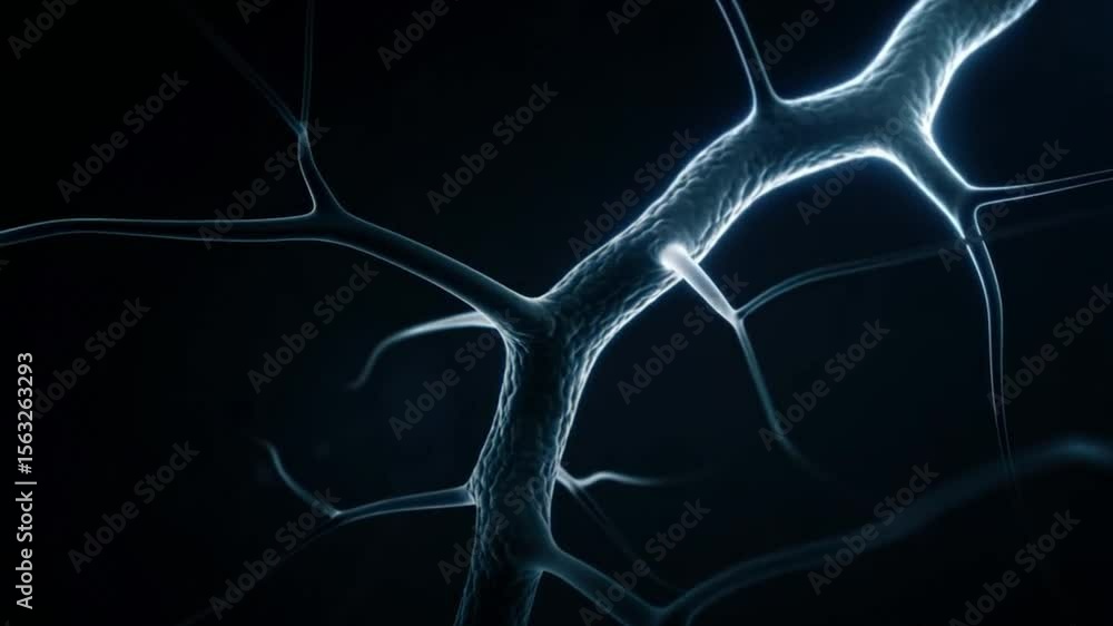 Close-Up of Nerve Synapse Pulsing Slowly on Black Background, Neural Loop Close-Up of Nerve Synapse Pulsing Slowly on Black Background, Neural Loop