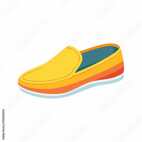 Stylish Yellow and Orange Stripe Slip-On Loafer Shoe Design Illustration