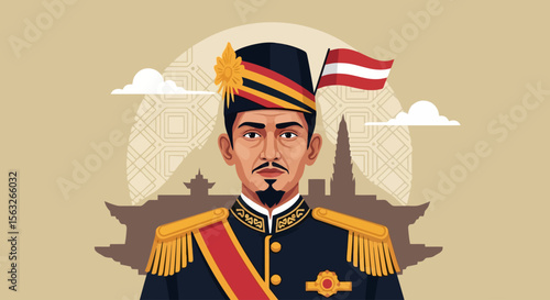 Regal Portrait of a Historical Figure in Traditional Attire