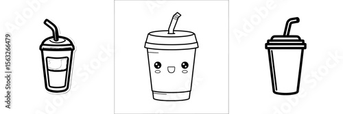 The icon of a drink cup with a straw comes in modern outline and solid designs