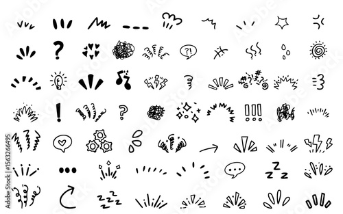 hand drawn cute curly lines expressions cartoon movement comic doodle