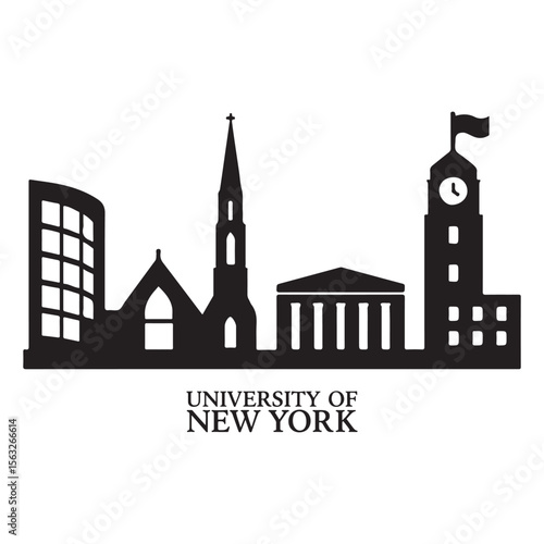 New York University Silhouette Framed by Manhattan Skyscrapers