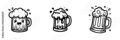A black beer mug icon with a foam splash is set against a white background