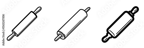 Black outline of a rolling pin icon set against a white background