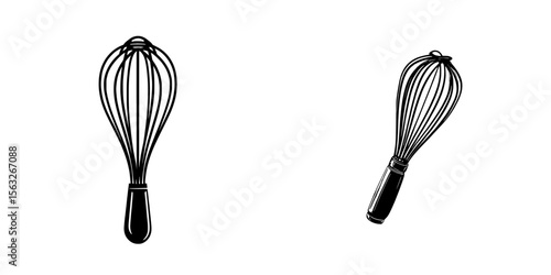 The icon of a whisk kitchen utensil is depicted in black silhouette on a white background