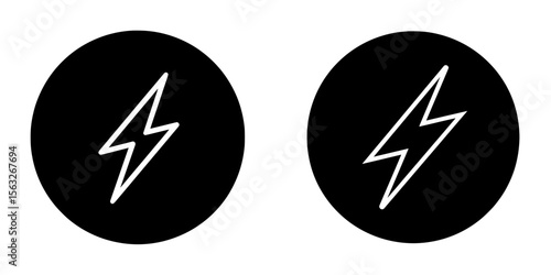 Icon featuring a white lightning bolt set against a black circular background Free Download Icon featuring a white lightning bolt set against a black circular background - GFXLoad