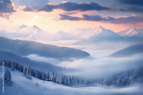 Wallpaper Mural Winter landscape mountain panoramic. Torontodigital.ca