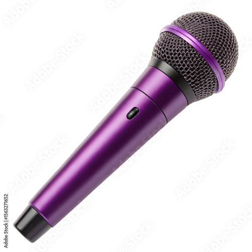 A sleek purple microphone on transparent background