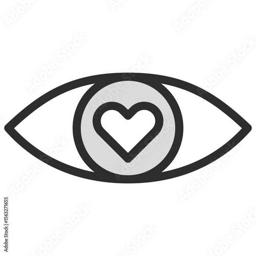 Love Eye Icon Heart Vision Romantic Feeling Passion Sight Valentine Care Modern Line Art Outline Minimal