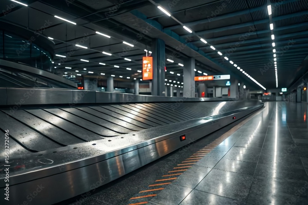 Fototapeta premium Modern Empty Airport Baggage Claim Area with Bright Lighting