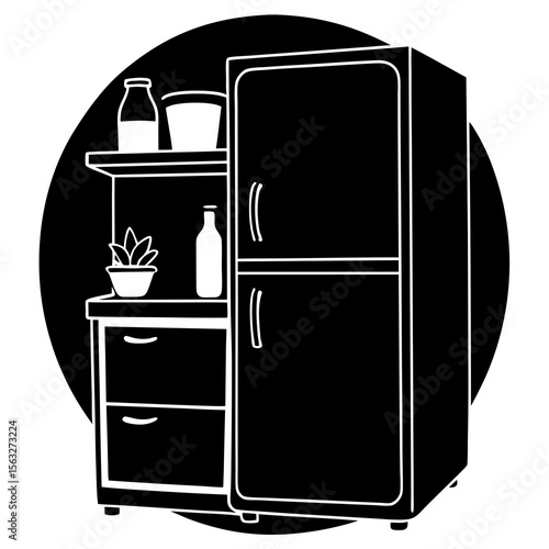 Fridge and Kitchen Silhouette