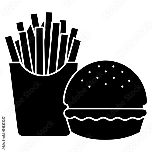 Hamburger and Fries Silhouette