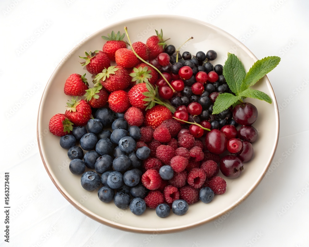 Plate of Fresh Serviceberries on White Studio Background Plate of Fresh Serviceberries on White Studio Background