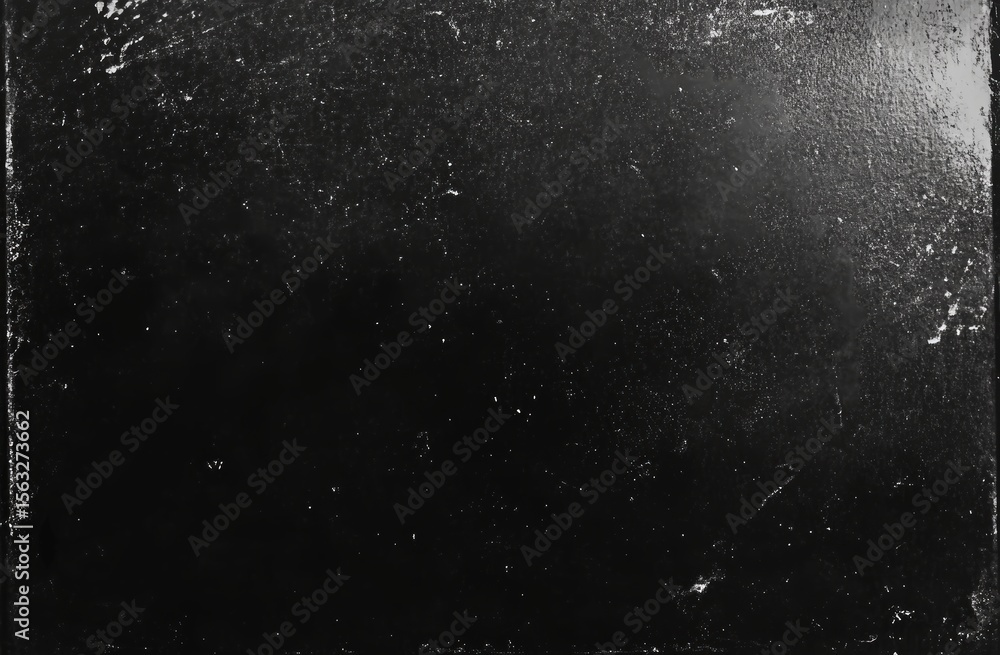 Fototapeta premium Black textured surface with scattered white specks, resembling worn or distressed metal or paint.