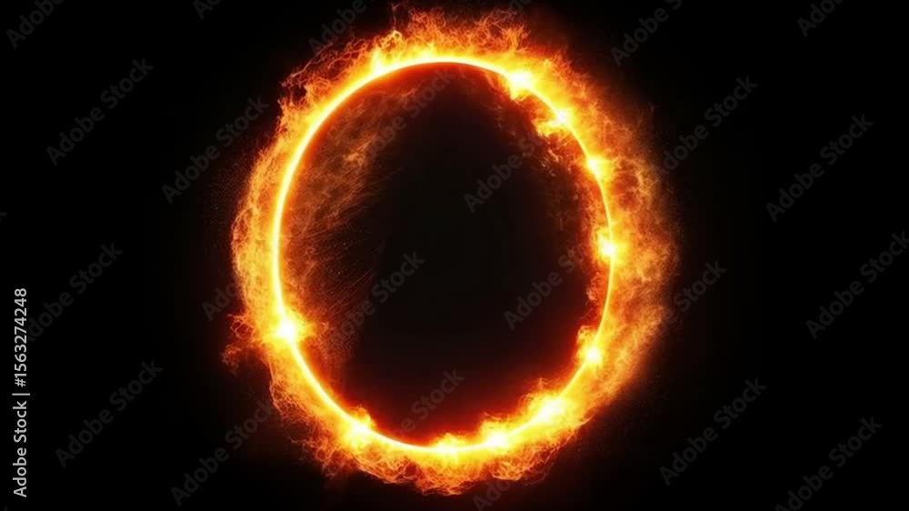 Fiery Ring Loop on Black Background | Glowing Flame Circle Animation Fiery Ring Loop on Black Background | Glowing Flame Circle Animation