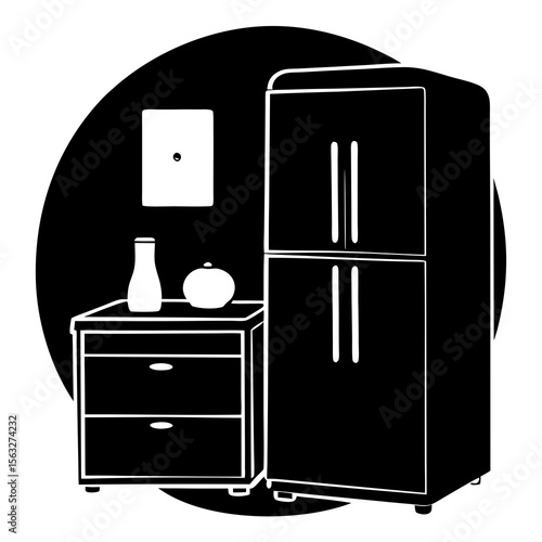 Fridge and Kitchen Silhouette