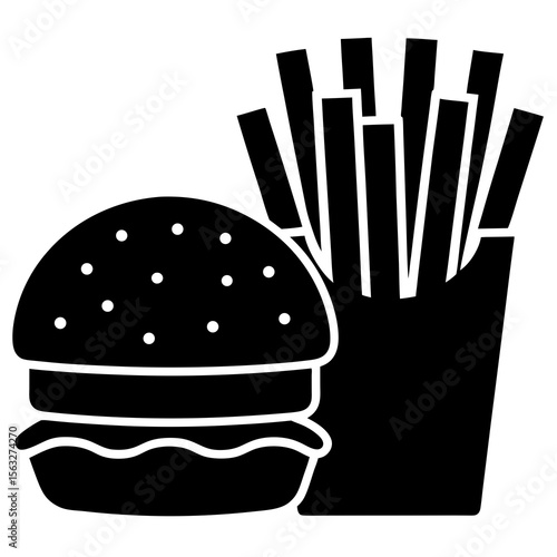 Hamburger and Fries Silhouette