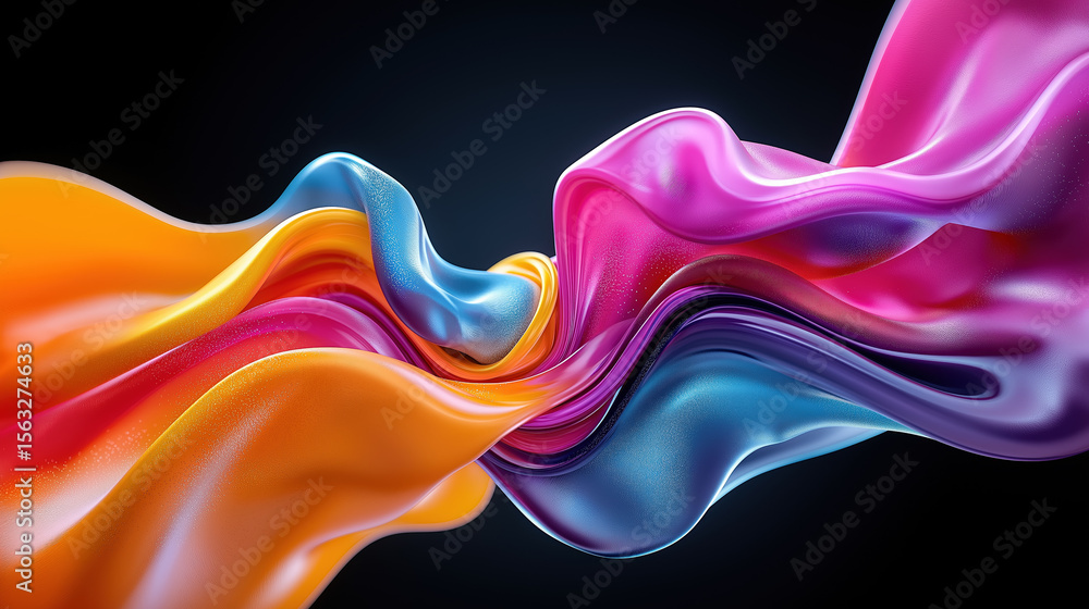 Colorful waves blend together in an abstract fluid art design Colorful waves blend together in an abstract fluid art design