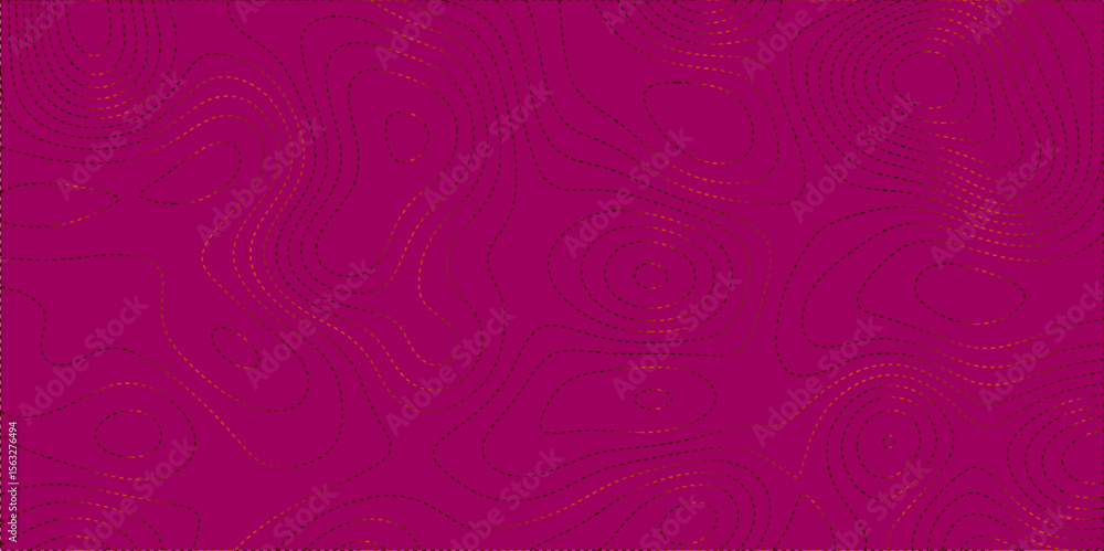 Fototapeta premium Abstract pink gradient Topographic line map pattern background with shadow. Merging Seamless Lines and Geometric Grids to Represent Sea and Mountain Topography on a Dark pink Canvas