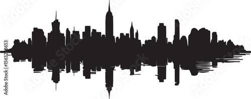 Downtown Skyline Black Outline