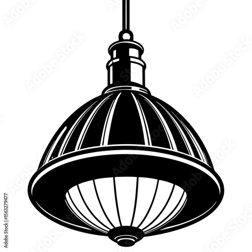 Classic dome shaped pendant light fixture in black and white