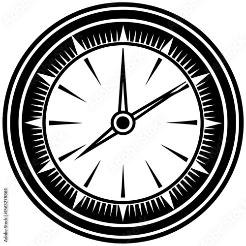 Stylized black and white clock face with hour and minute hands Free Download Stylized black and white clock face with hour and minute hands - GFXLoad