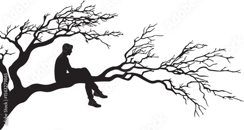 Reflective Moment in Nature Silhouette