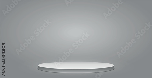 Light white studio, large spacious photo studio with pedestal, product presentation background - Vector illustration