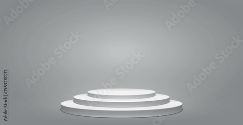 Light white studio, large spacious photo studio with pedestal, product presentation background - Vector illustration