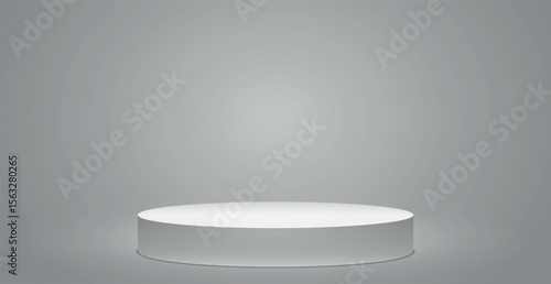 Light white studio, large spacious photo studio with pedestal, product presentation background - Vector illustration