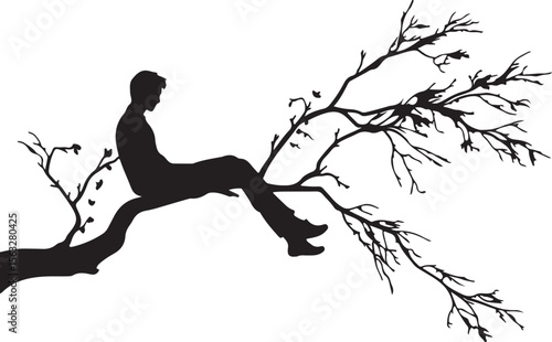 Person Relaxing on Tree Branch